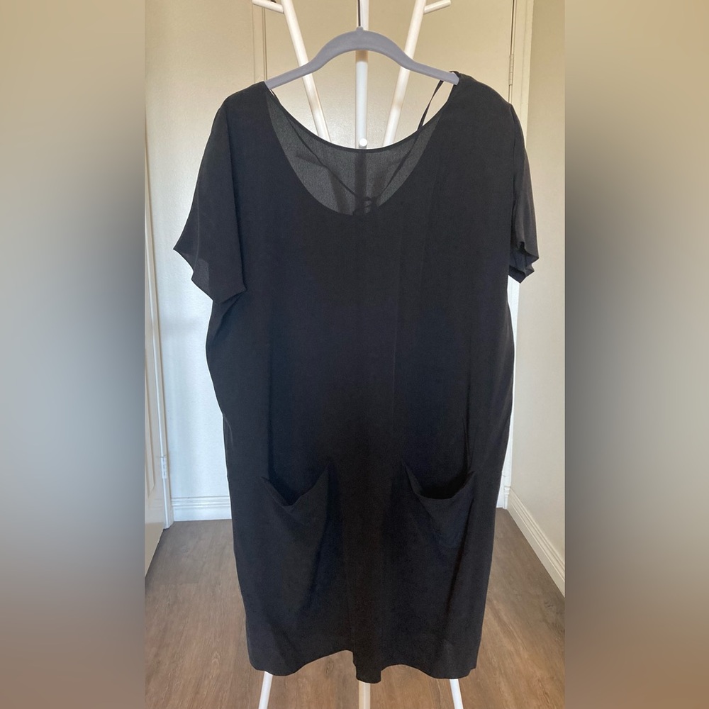 COS Oversized Silk Black Shift Dress Size XSmall